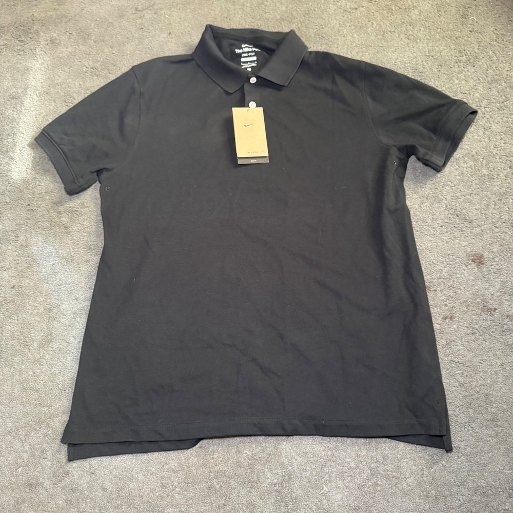 Nike The Nike Polo Dri-FIT Slim Fit Black Short Sleeve Shirt DA4379-010 Mens L